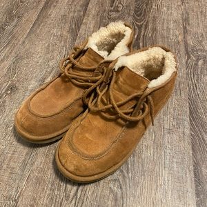 UGG Ankle Sheepskin Boots Lace Up